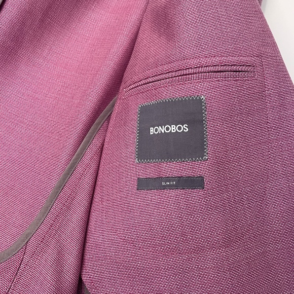Bonobos Jetsetter Italian Wool Blazer 40R Slim Fit – Raspberry Plum - Picture 9 of 11